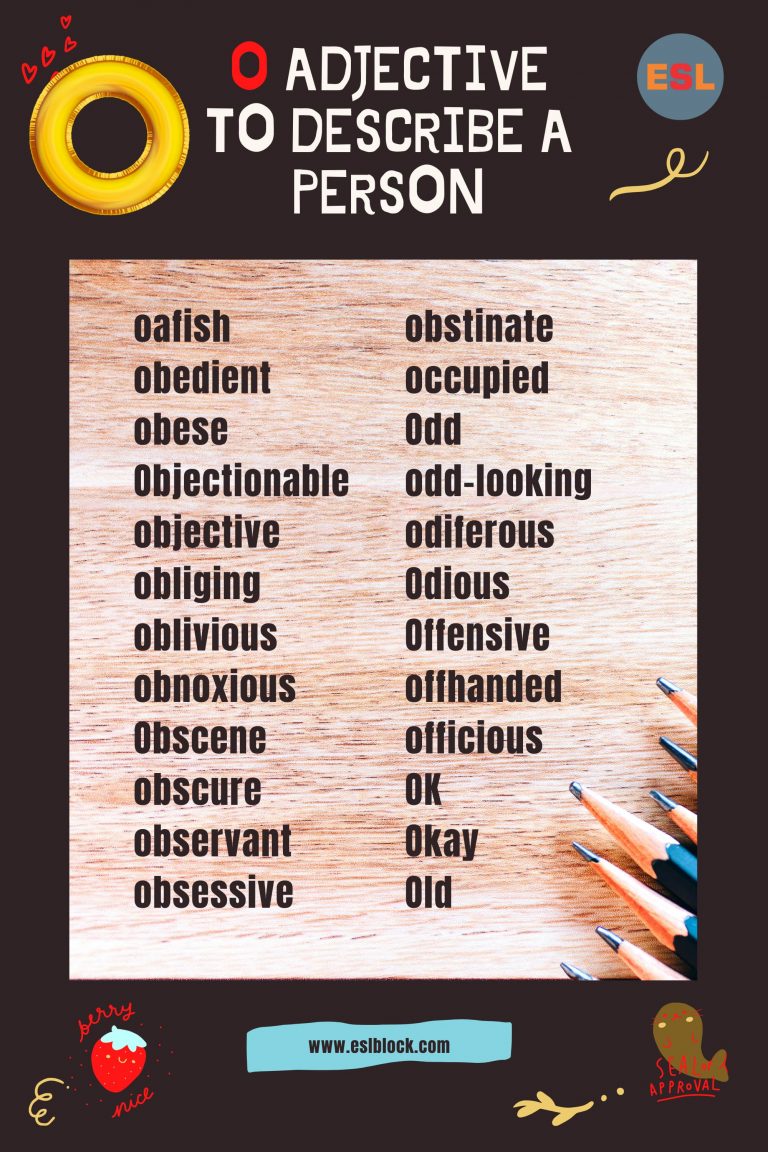 O Adjectives To Describe A Person English As A Second Language