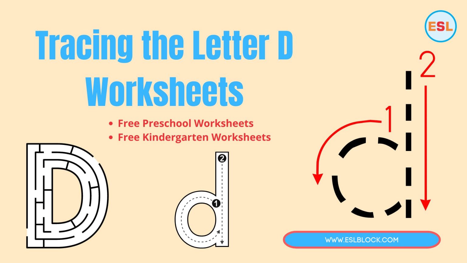 Tracing The Letter D Worksheets English As A Second Language