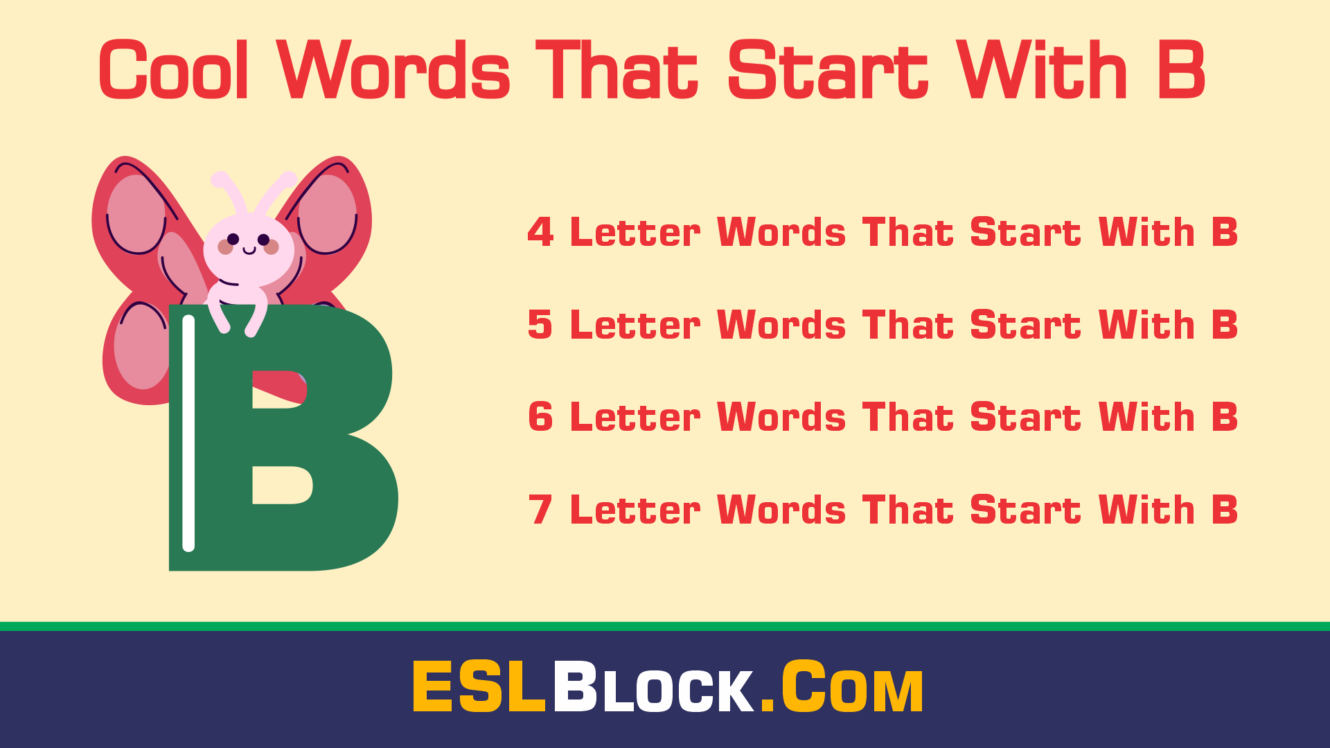 898 Words That Start with B (B Words in English) • 7ESL in 2023  English  vocabulary words learning, English vocabulary words, English writing skills