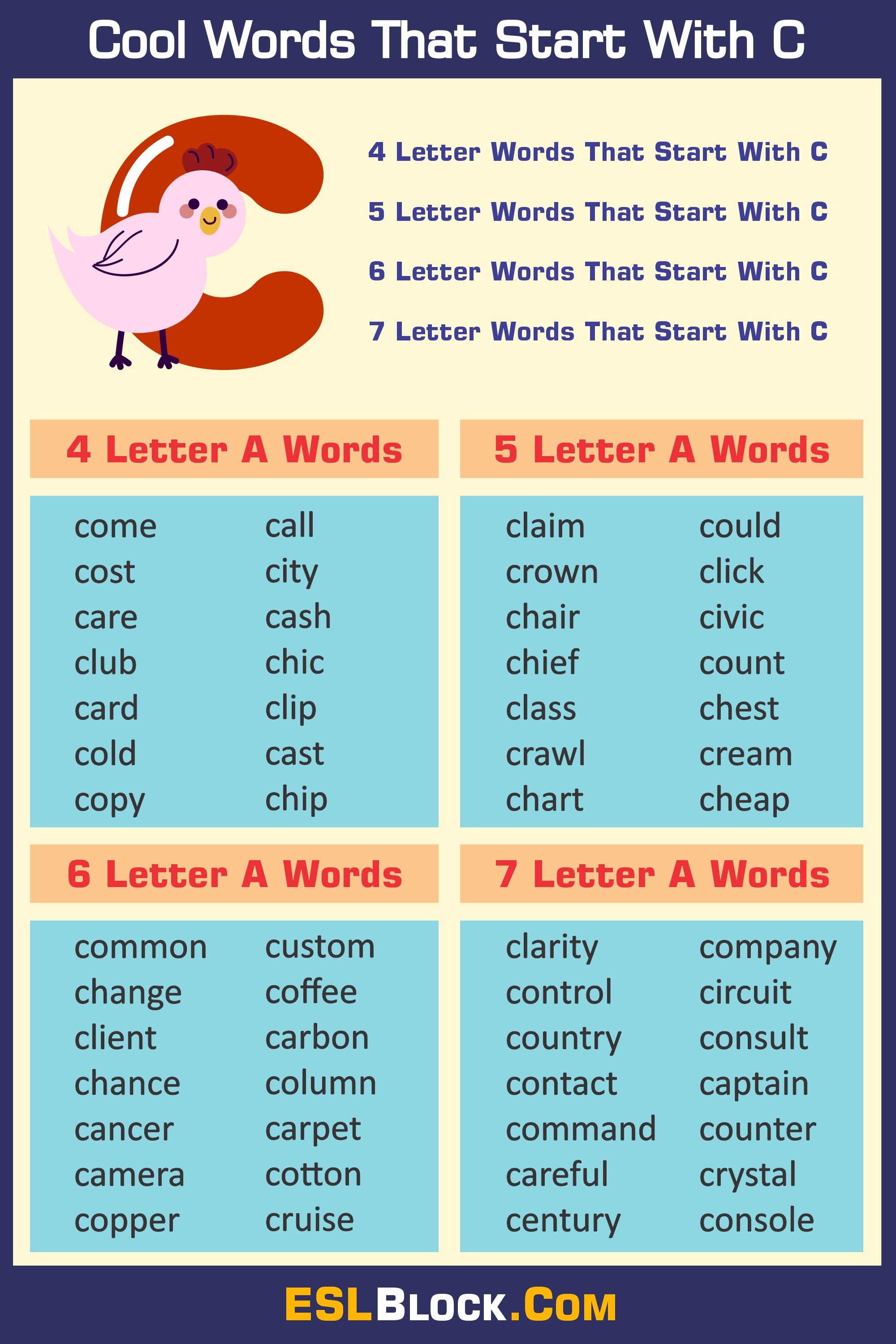 4 Letter Words, 4 Letter Words That Start With C, 5 Letter Words, 5 Letter Words That Start With C, 6 Letter Words, 6 Letter Words That Start With C, 7 Letter Words, 7 Letter Words That Start With C, Awesome Cool Words, C Words, Christmas Words That Start With C, Cool Words, Describing Words That Start With C, Descriptive Words That Start With C, English Words, Five Letter Words Starting with C, Good Words That Start With C, Nice Words That Start With C, Positive Words That Start With C, Unique Words, Word Dictionary, Words That Start With C, Words That Start With C to Describe Someone