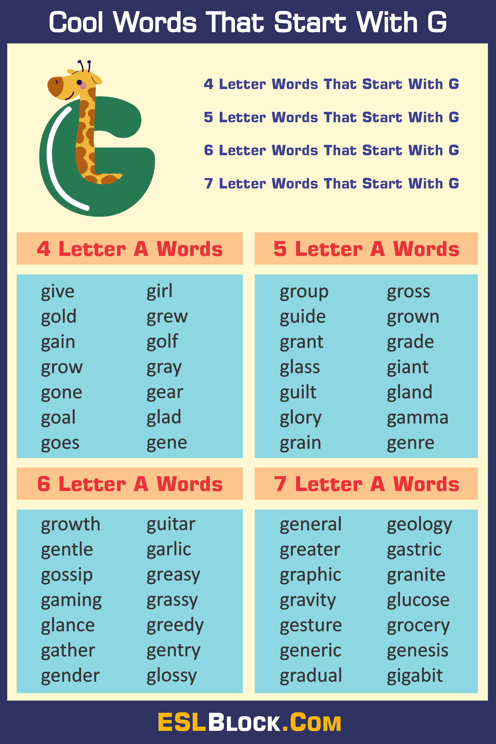 4 Letter Words, 4 Letter Words That Start With G, 5 Letter Words, 5 Letter Words That Start With G, 6 Letter Words, 6 Letter Words That Start With G, 7 Letter Words, 7 Letter Words That Start With G, Awesome Cool Words, Christmas Words That Start With G, Cool Words, Describing Words That Start With G, Descriptive Words That Start With G, English Words, Five Letter Words Starting with G, G Words, Good Words That Start With G, Nice Words That Start With G, Positive Words That Start With G, Unique Words, Word Dictionary, Words That Start With G, Words That Start With G to Describe Someone