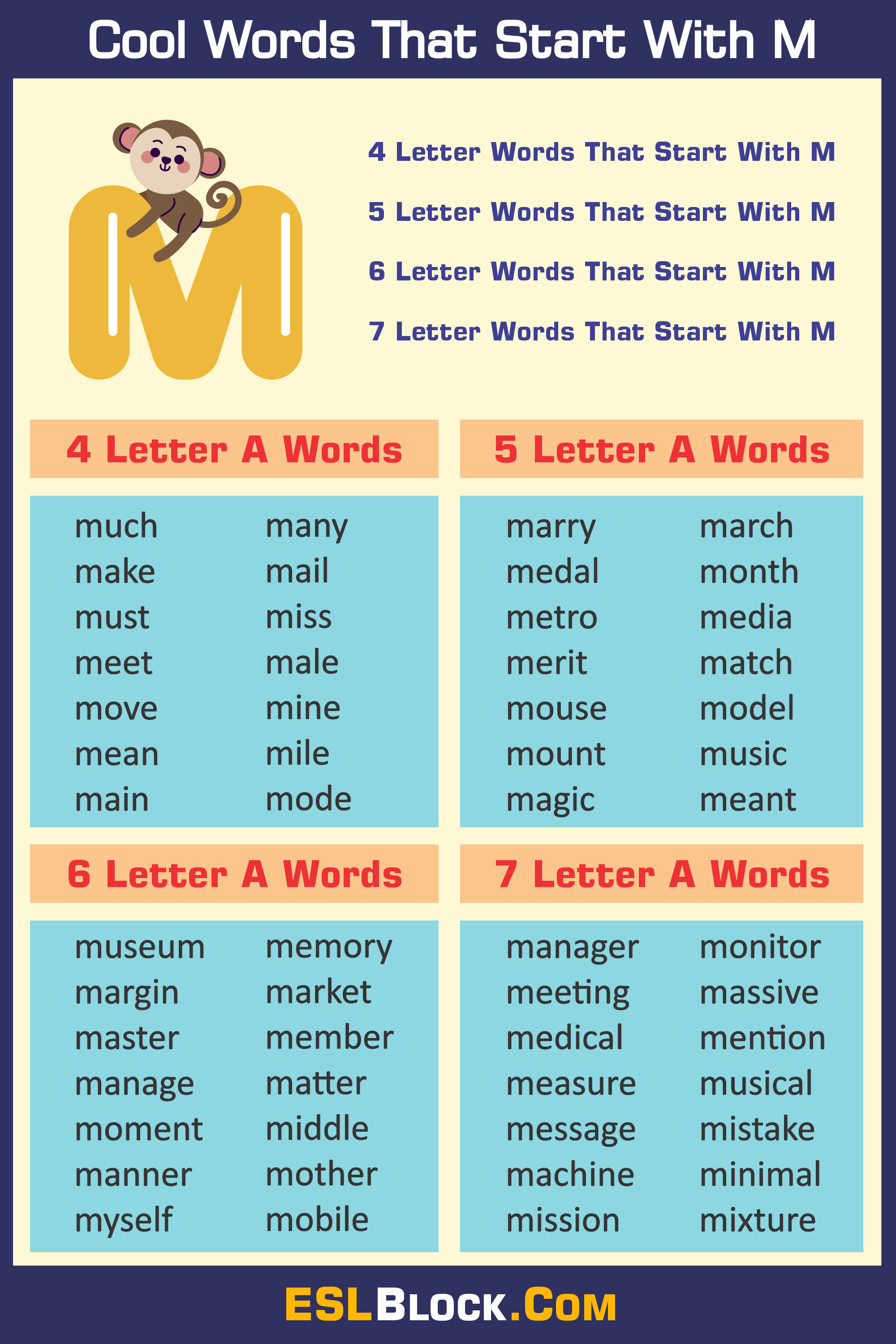 4 Letter Words, 4 Letter Words That Start With M, 5 Letter Words, 5 Letter Words That Start With M, 6 Letter Words, 6 Letter Words That Start With M, 7 Letter Words, 7 Letter Words That Start With M, Awesome Cool Words, Christmas Words That Start With M, Cool Words, Describing Words That Start With M, Descriptive Words That Start With M, English Words, Five Letter Words Starting with M, Good Words That Start With M, M Words, Nice Words That Start With M, Positive Words That Start With M, Unique Words, Word Dictionary, Words That Start With M, Words That Start With M to Describe Someone
