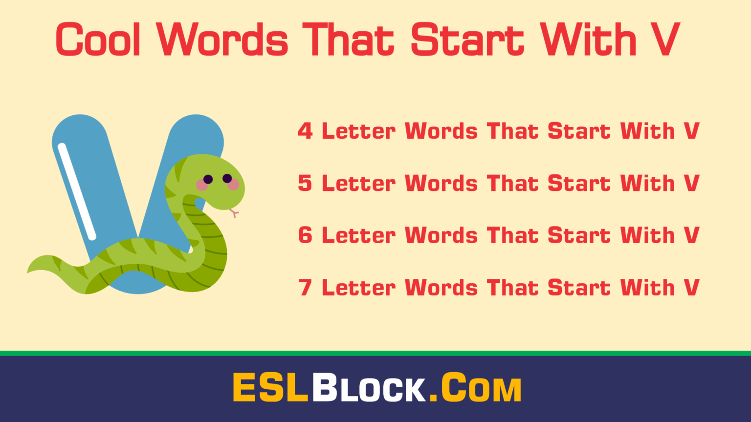 Awesome Cool Words That Start with V English as a Second Language