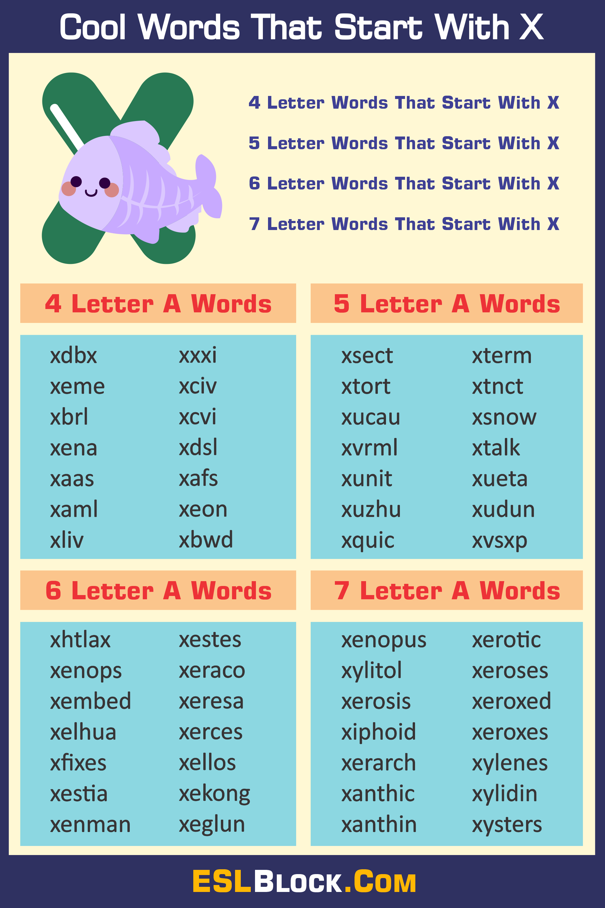4 Letter Words, 4 Letter Words That Start With X, 5 Letter Words, 5 Letter Words That Start With X, 6 Letter Words, 6 Letter Words That Start With X, 7 Letter Words, 7 Letter Words That Start With X, Awesome Cool Words, Christmas Words That Start With X, Cool Words, Describing Words That Start With X, Descriptive Words That Start With X, English Words, Five Letter Words Starting with X, Good Words That Start With X, Nice Words That Start With X, Positive Words That Start With X, Unique Words, Word Dictionary, Words That Start With X, Words That Start With X to Describe Someone, X Words