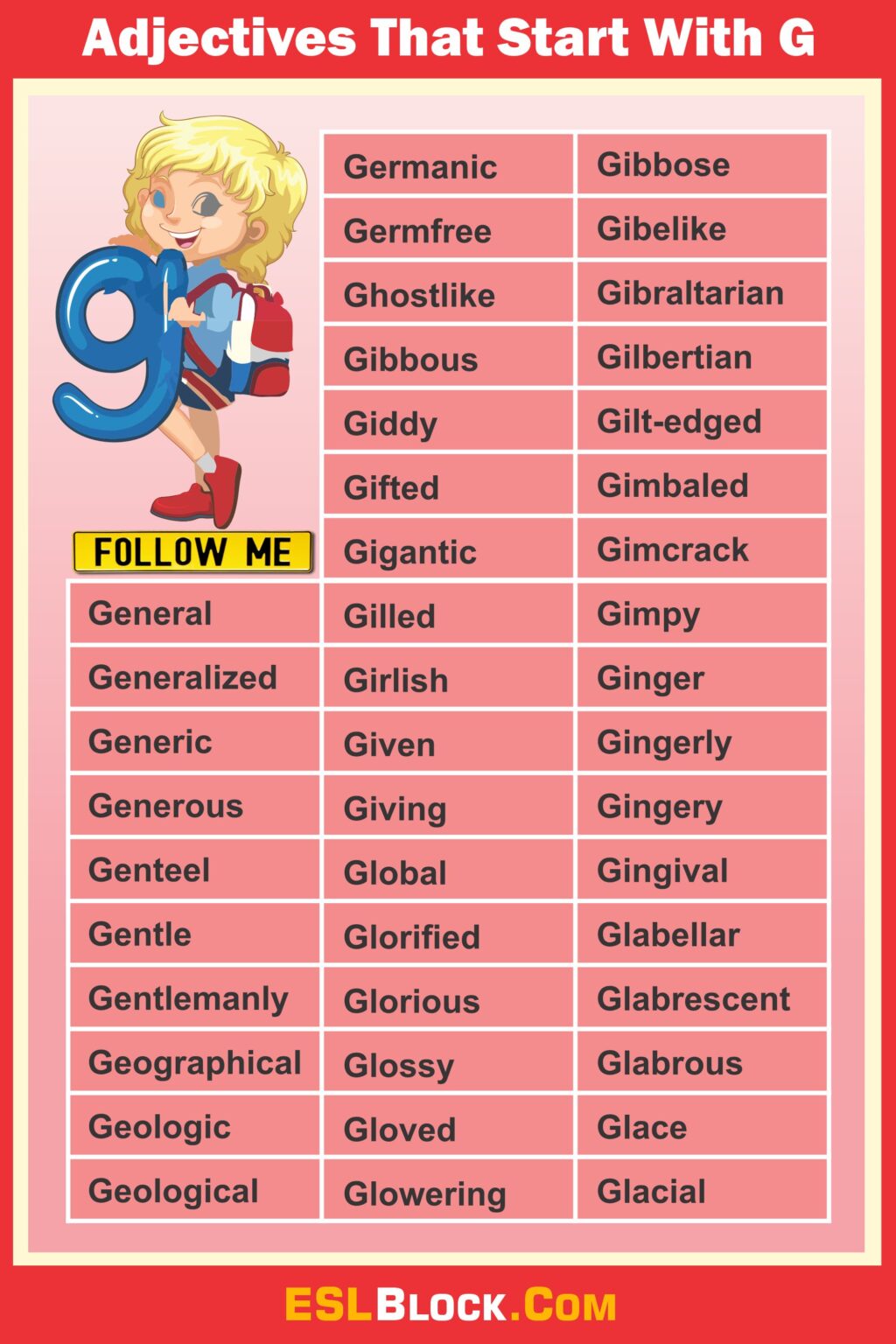 Adjectives That Start With G English as a Second Language