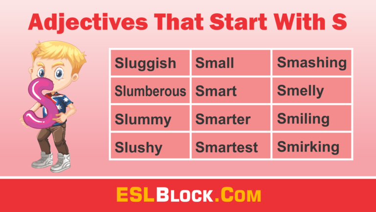 A-Z Adjectives, Adjective Words, Adjectives, S Words, Vocabulary, Words That Describe a Person, Adjectives that start with S, Descriptive words that start with S