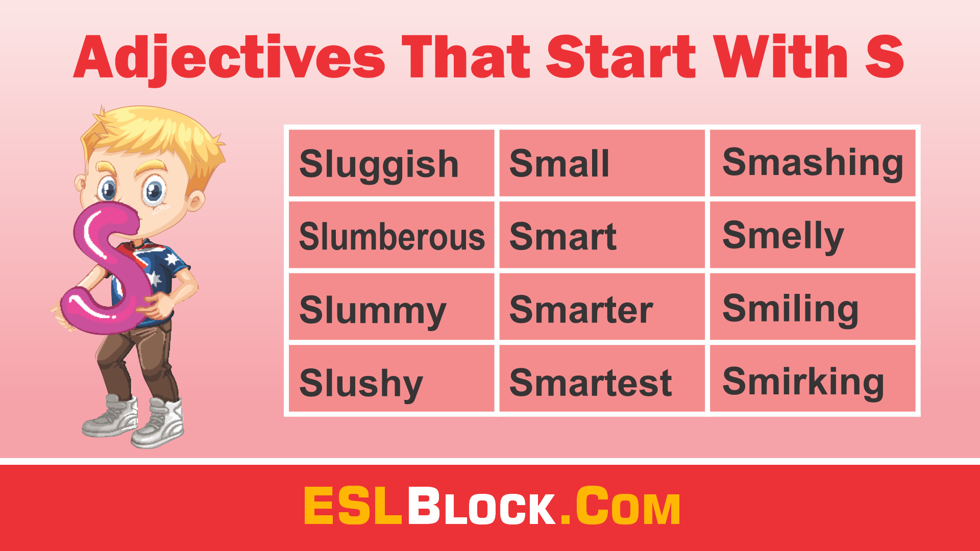 Adjectives That Start With S English As A Second Language