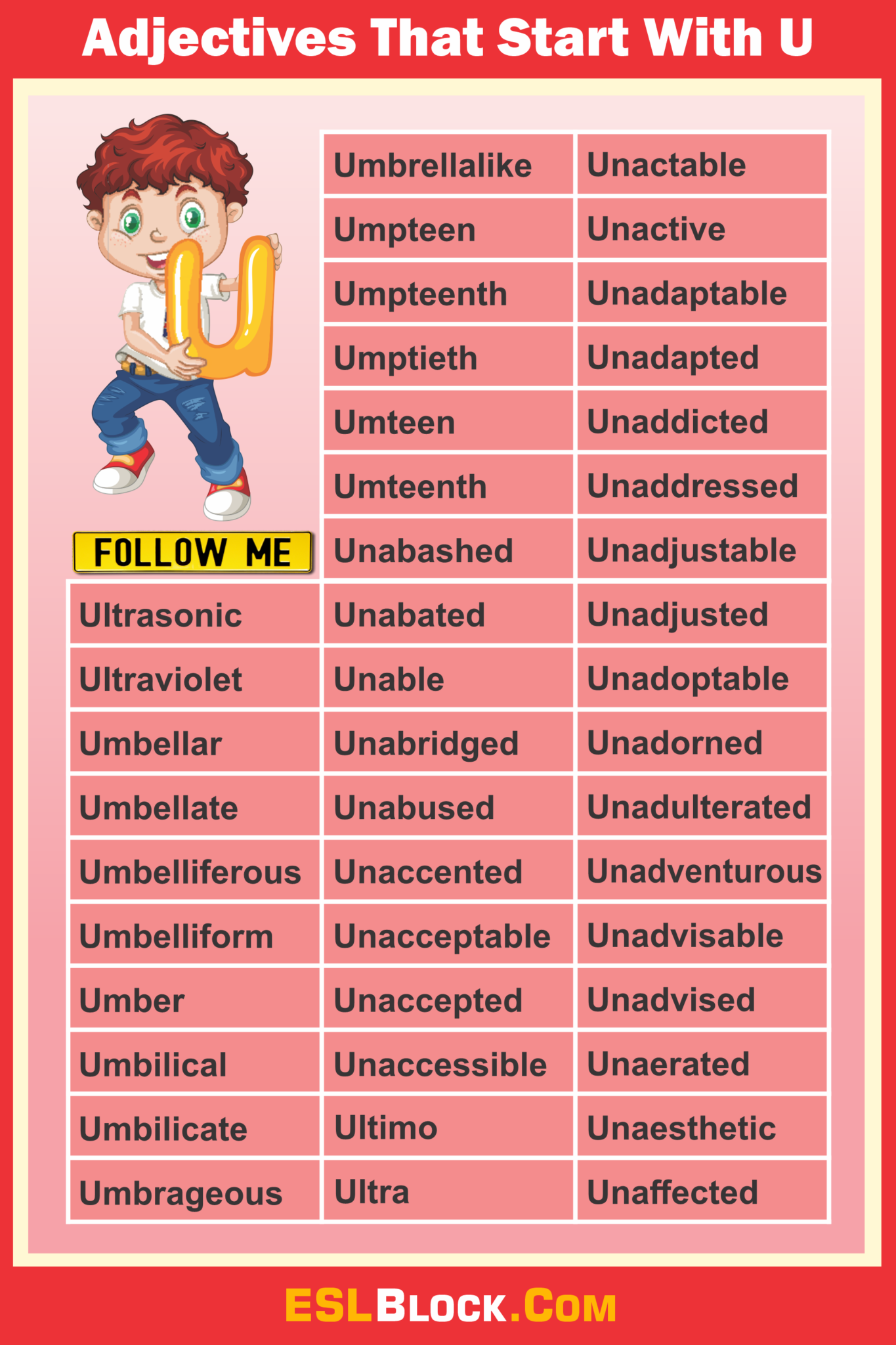 Adjectives That Start With U English as a Second Language