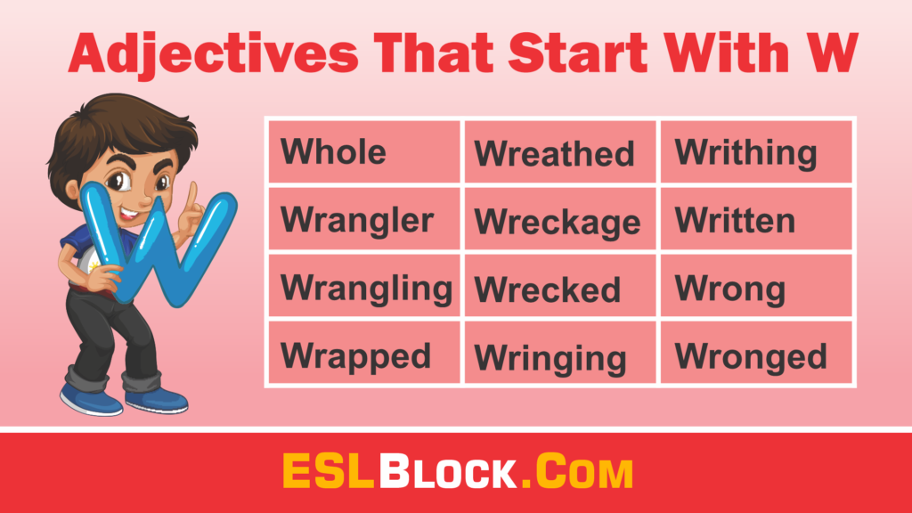 Adjectives That Start With W - English as a Second Language