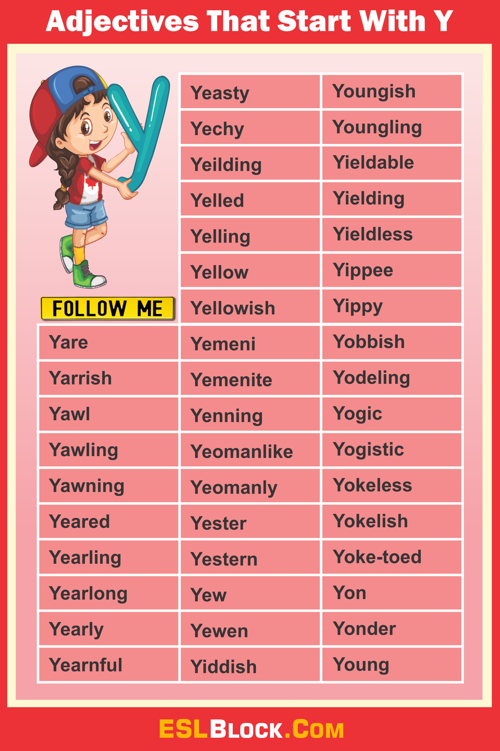 French Adjectives Beginning With Y