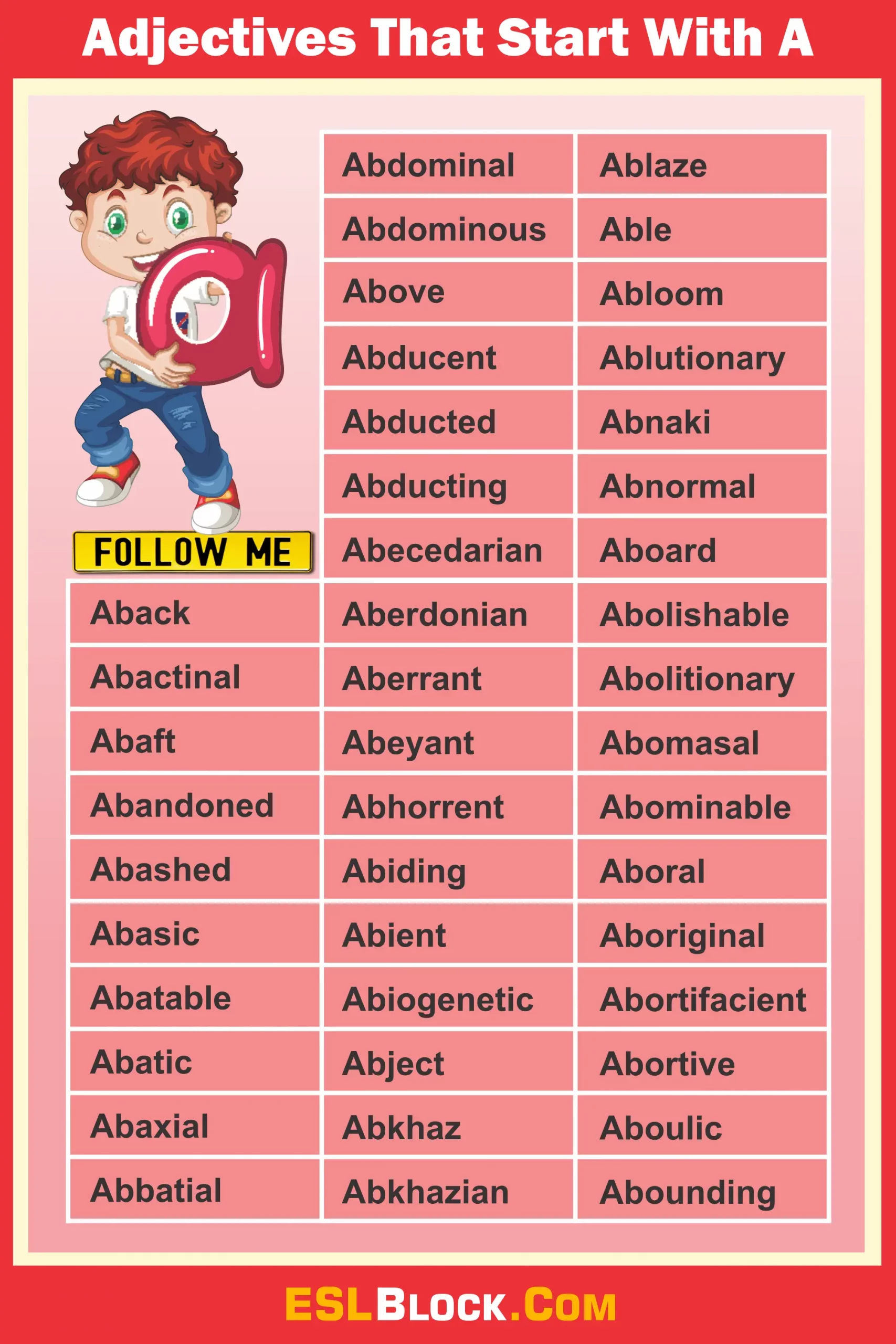 A-Z Adjectives, Adjective Words, Adjectives, Vocabulary, Words That Describe a Person, Adjectives that start with a