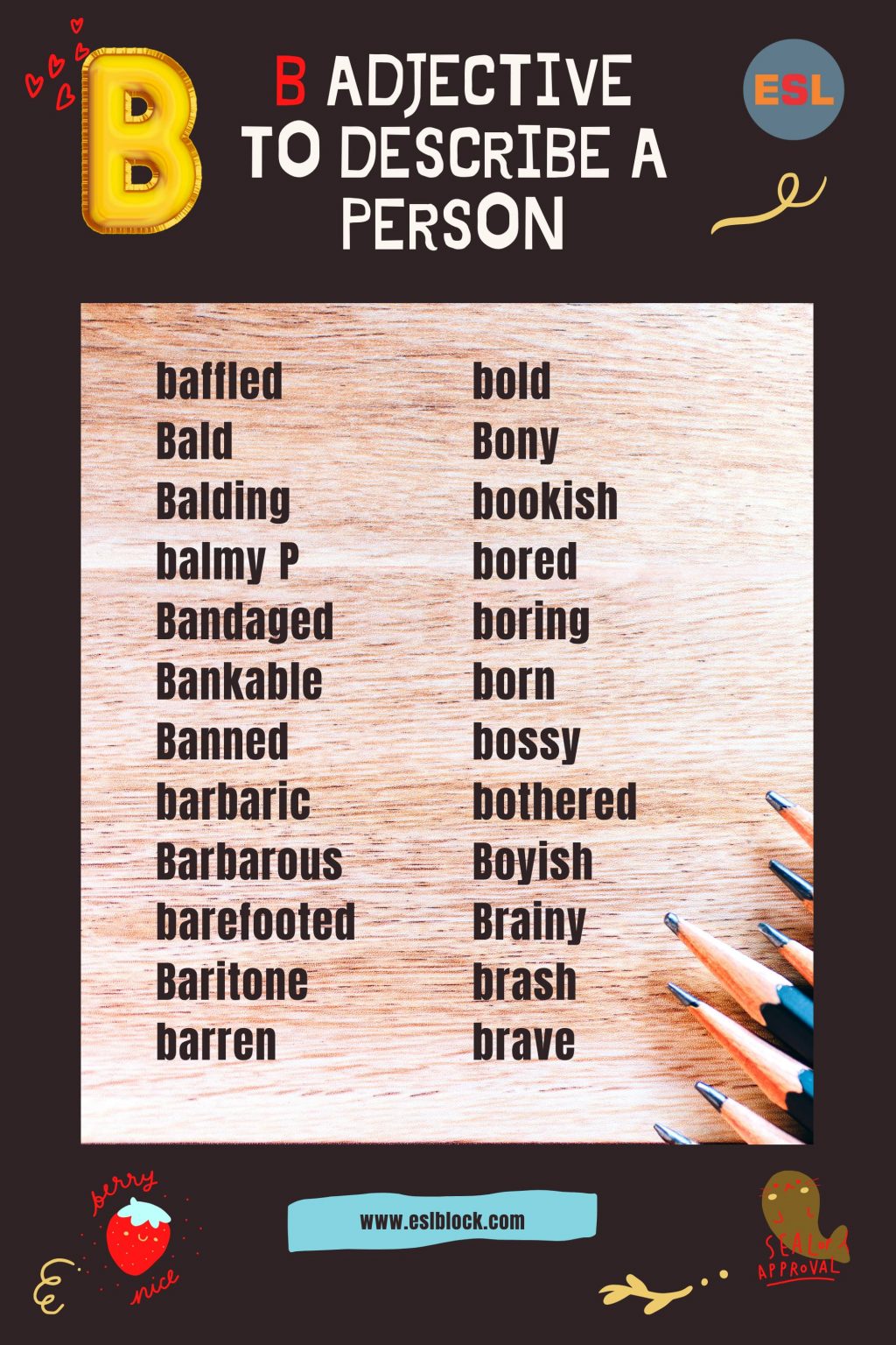 B Adjectives To Describe A Person - English As A Second Language