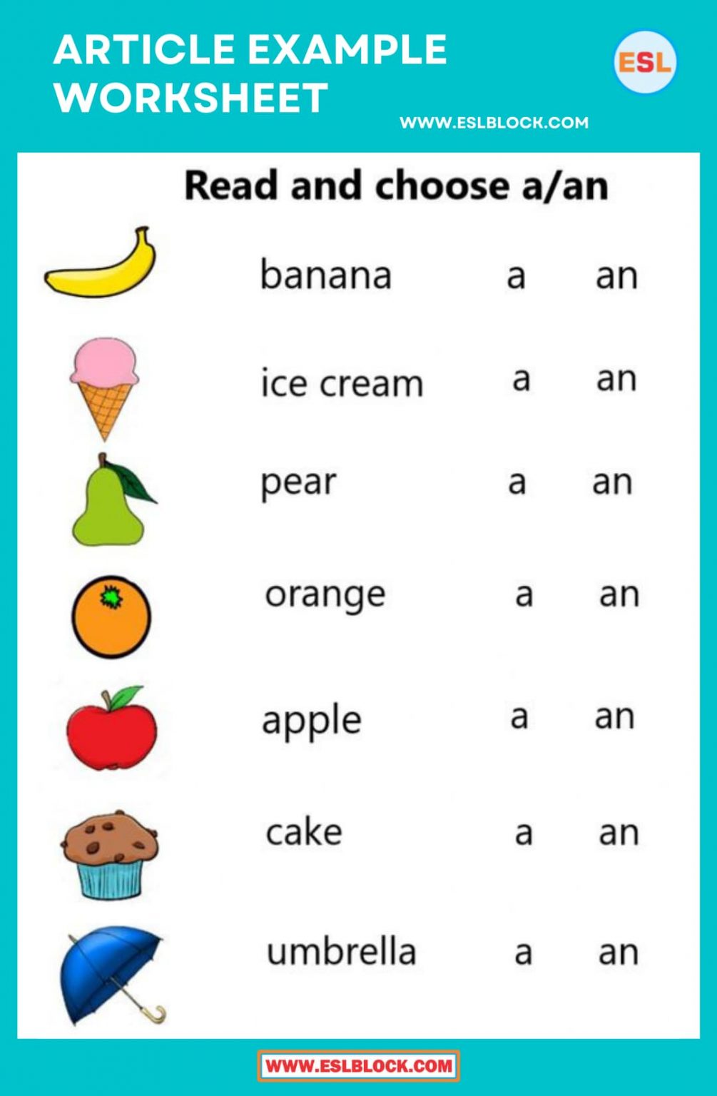 Definite and indefinite articles Worksheet - English as a Second Language