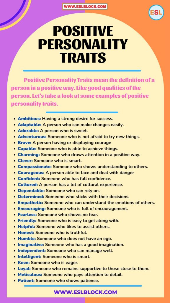 Personality Traits - Negative and Positive Personality Traits - English ...