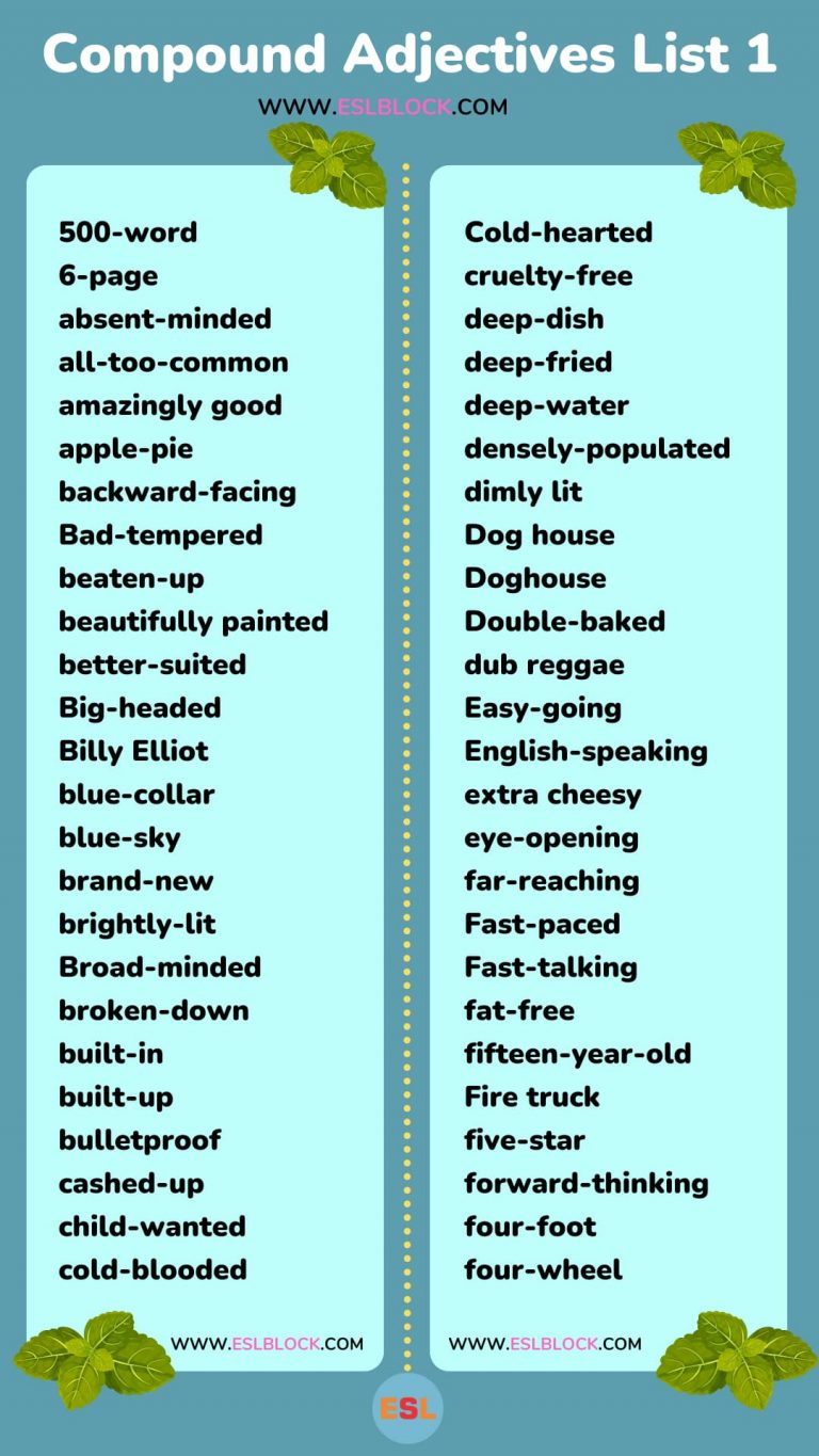 What are Compound Adjectives? - English as a Second Language