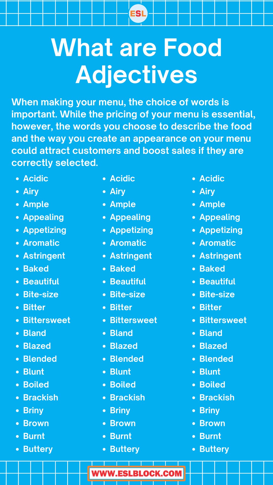 Adjective Words, Adjective Words to Describe Food, Adjectives, Food Adjectives, How to Make Food Adjectives, List of Food Adjectives, Sentence Examples of Food Adjectives, What are Food Adjectives, What are Food Adjectives in English Grammar