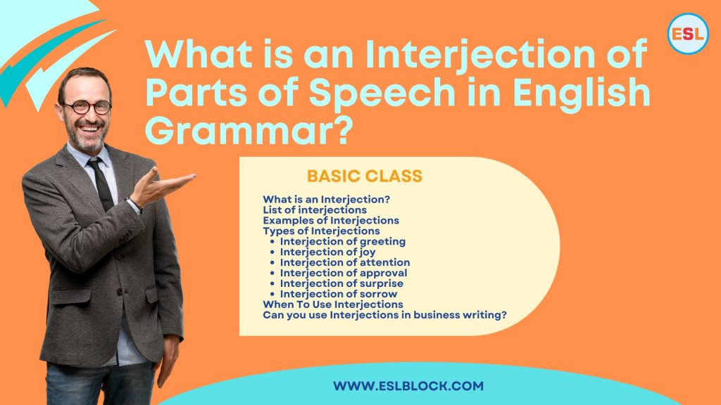 What Is An Interjection Of Parts Of Speech In English Grammar English As A Second Language