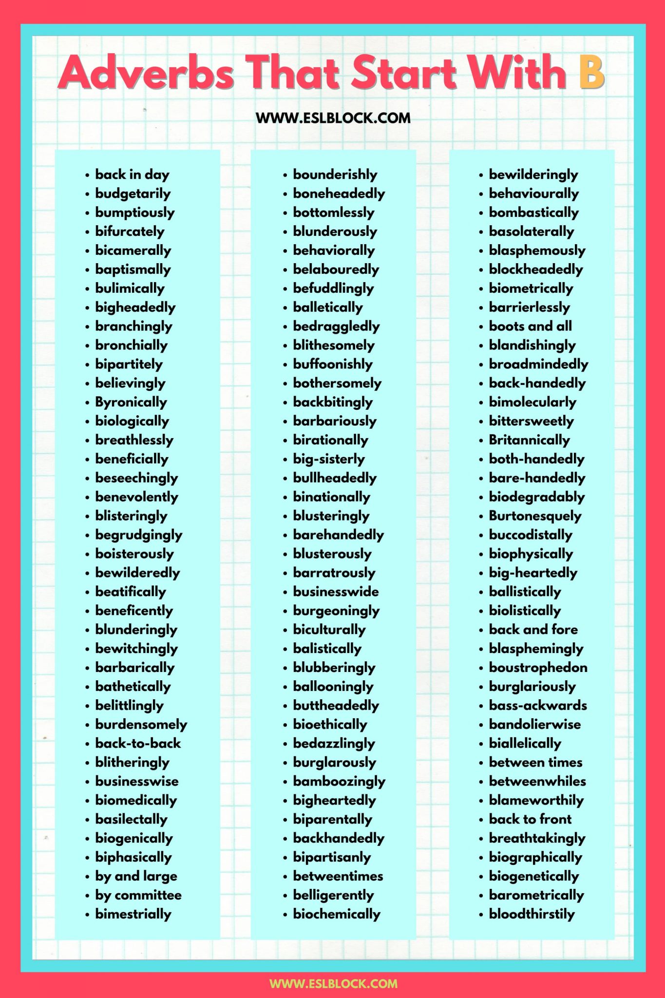 Adverbs That Start With B - English As A Second Language