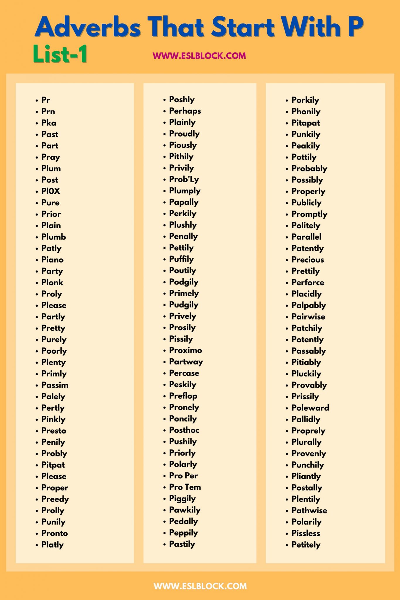 Adverbs That Start with P - English as a Second Language