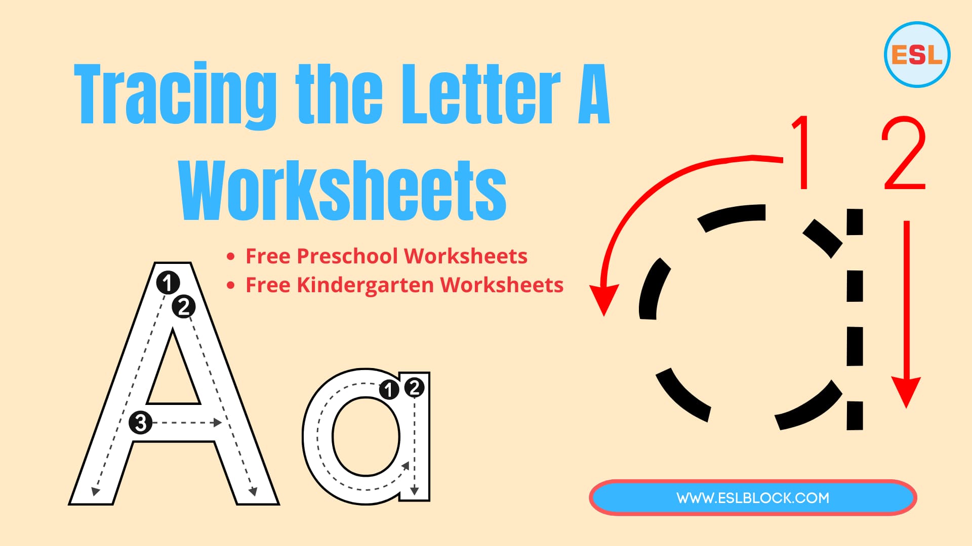 Free Worksheets, Kindergarten Worksheets, Preschool Worksheets, Tracing the Letter A, Tracing the Letter A Worksheets, Tracing Worksheets, Worksheets