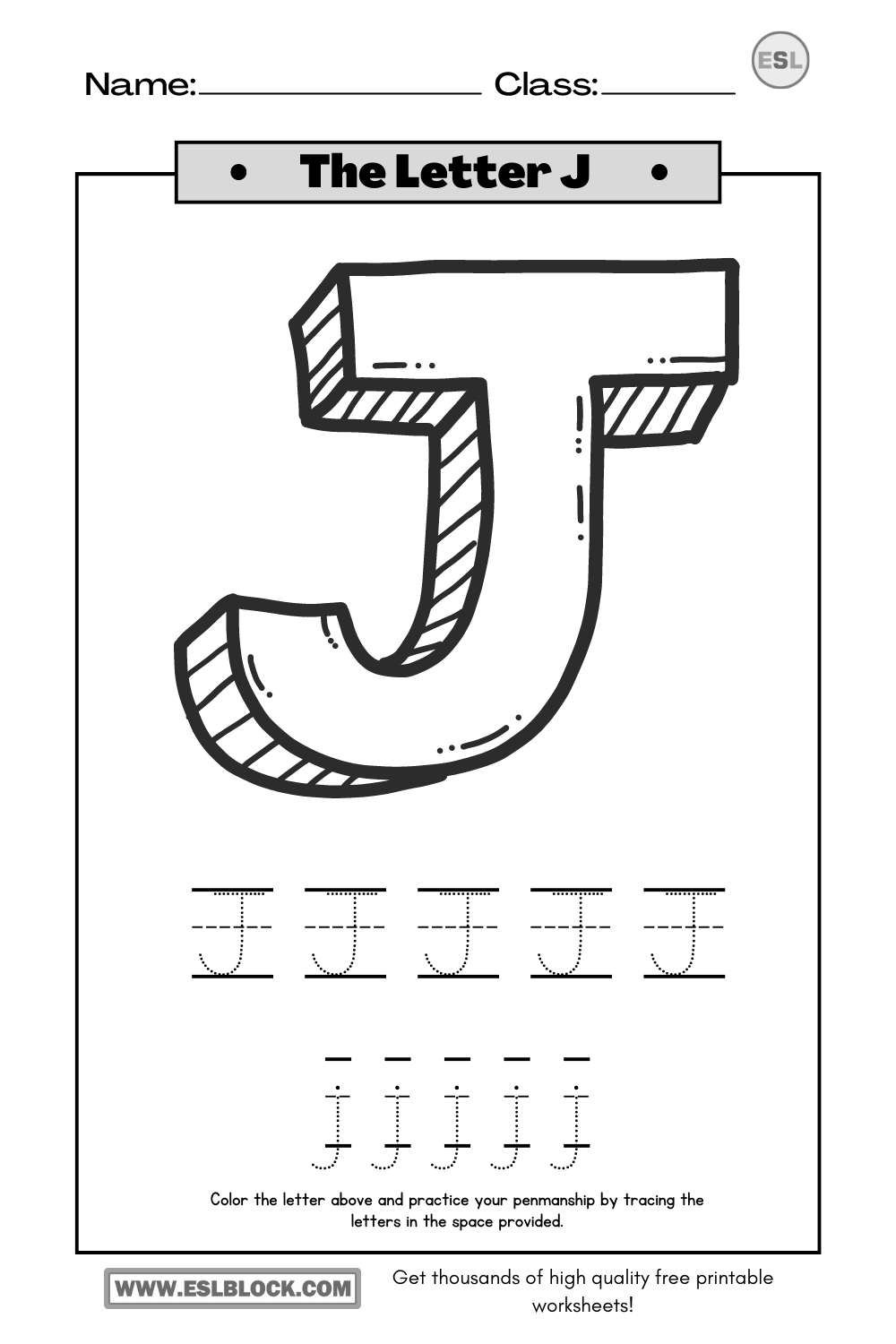 Alphabet J Printable Worksheets, Free Worksheets, Kindergarten Worksheets, Letter J Printable Worksheets, Preschool Worksheets, Tracing the Letter J, Tracing the letter J Printable, Tracing the Letter J Worksheets, Tracing Worksheets, Worksheets