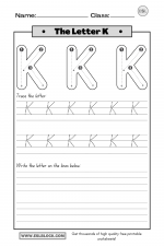 Tracing the Letter K Worksheets - English as a Second Language