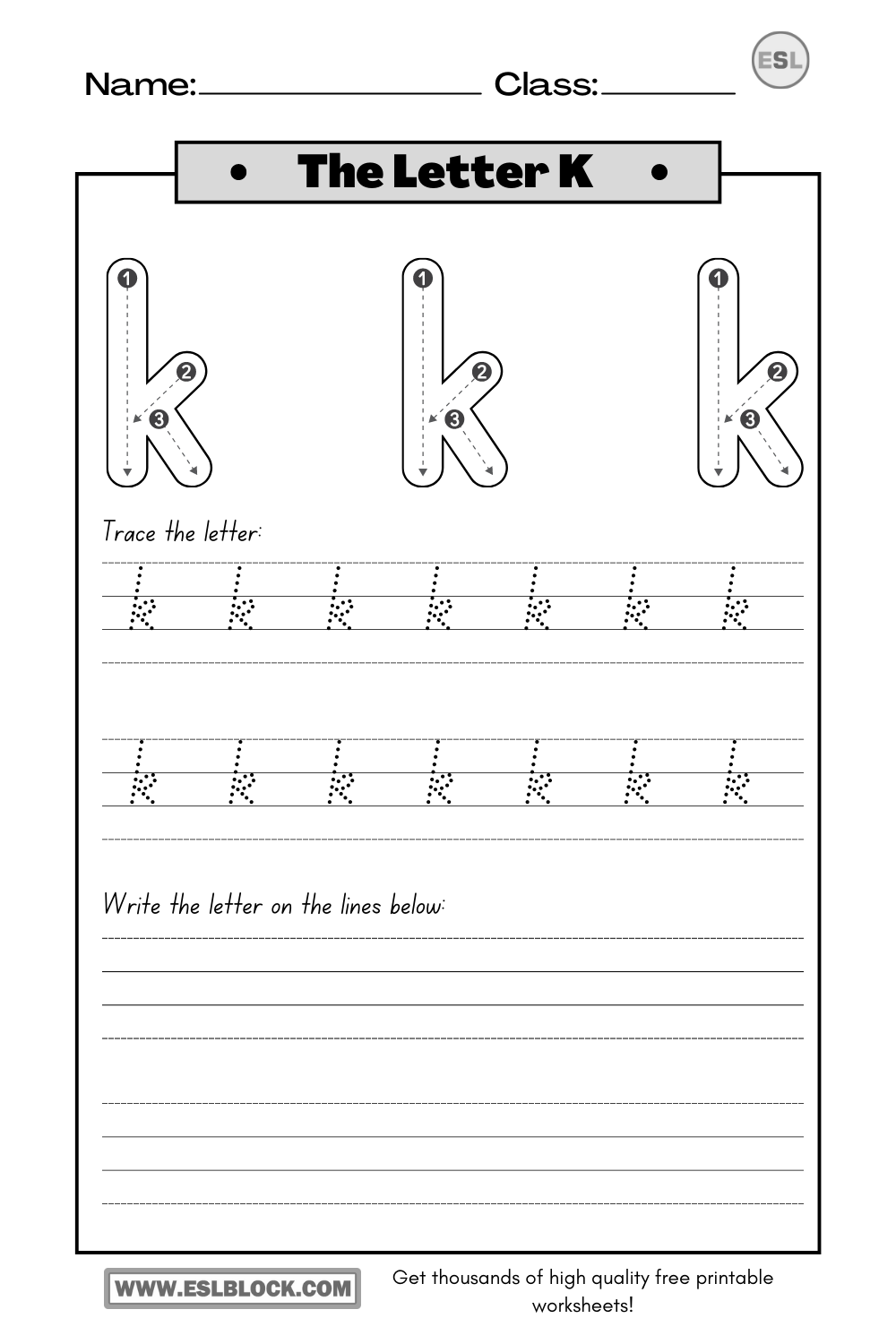 Alphabet K Printable Worksheets, Free Worksheets, Kindergarten Worksheets, Letter K Printable Worksheets, Preschool Worksheets, Tracing the Letter K, Tracing the letter K Printable, Tracing the Letter K Worksheets, Tracing Worksheets, Worksheets
