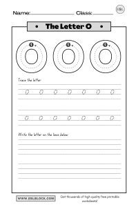 Tracing the Letter O Worksheets - English as a Second Language