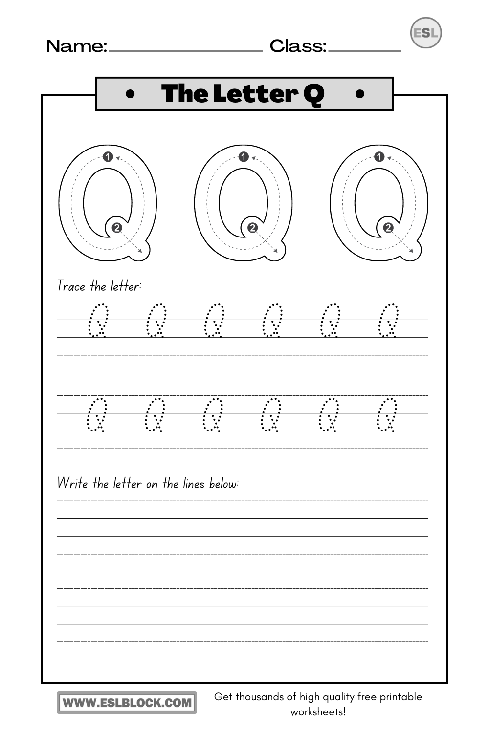 Alphabet Q Printable Worksheets, Free Worksheets, Kindergarten Worksheets, Letter Q Printable Worksheets, Preschool Worksheets, Tracing the Letter Q, Tracing the letter Q Printable, Tracing the Letter Q Worksheets, Tracing Worksheets, Worksheets