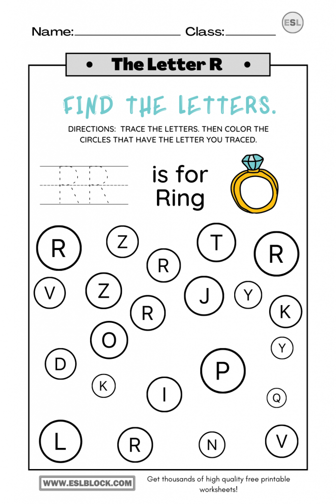 Tracing The Letter R Worksheets English As A Second Language 1038