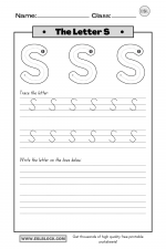 Tracing the Letter S Worksheets - English as a Second Language