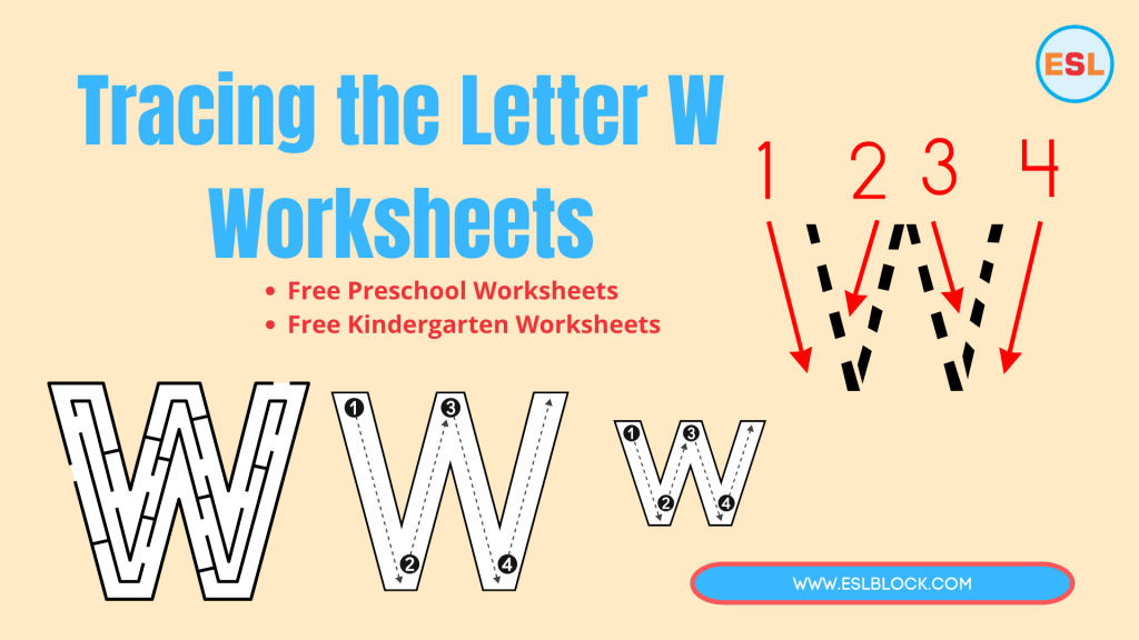 Tracing the Letter W Worksheets English as a Second Language