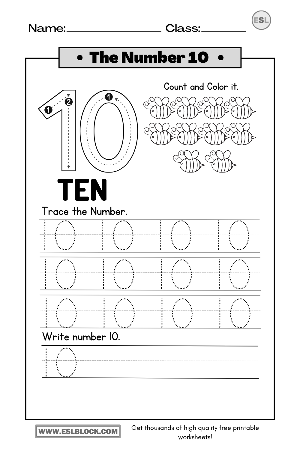 Basic Mathematics Worksheets, Free Worksheets, Kindergarten Worksheets, Math Worksheets, Number 10 Printable Worksheets, Preschool Math Worksheets, Tracing 10 Worksheets, Tracing Number 10 Printable Worksheets, Tracing Number 10 Worksheets, Tracing the Number 10 Printable, Tracing Worksheets, Worksheets