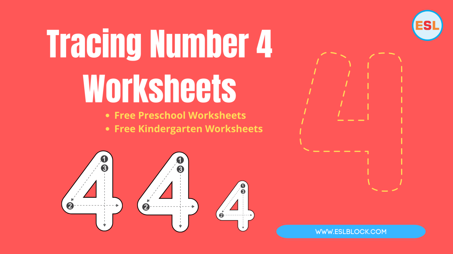 tracing-number-4-worksheets-english-as-a-second-language