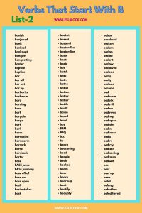 Verbs That Start With B - English as a Second Language