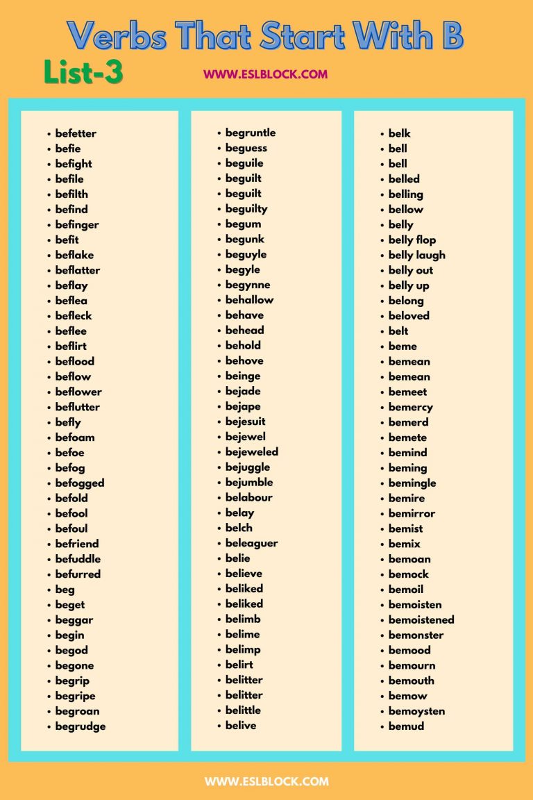 Verbs That Start With B - English As A Second Language