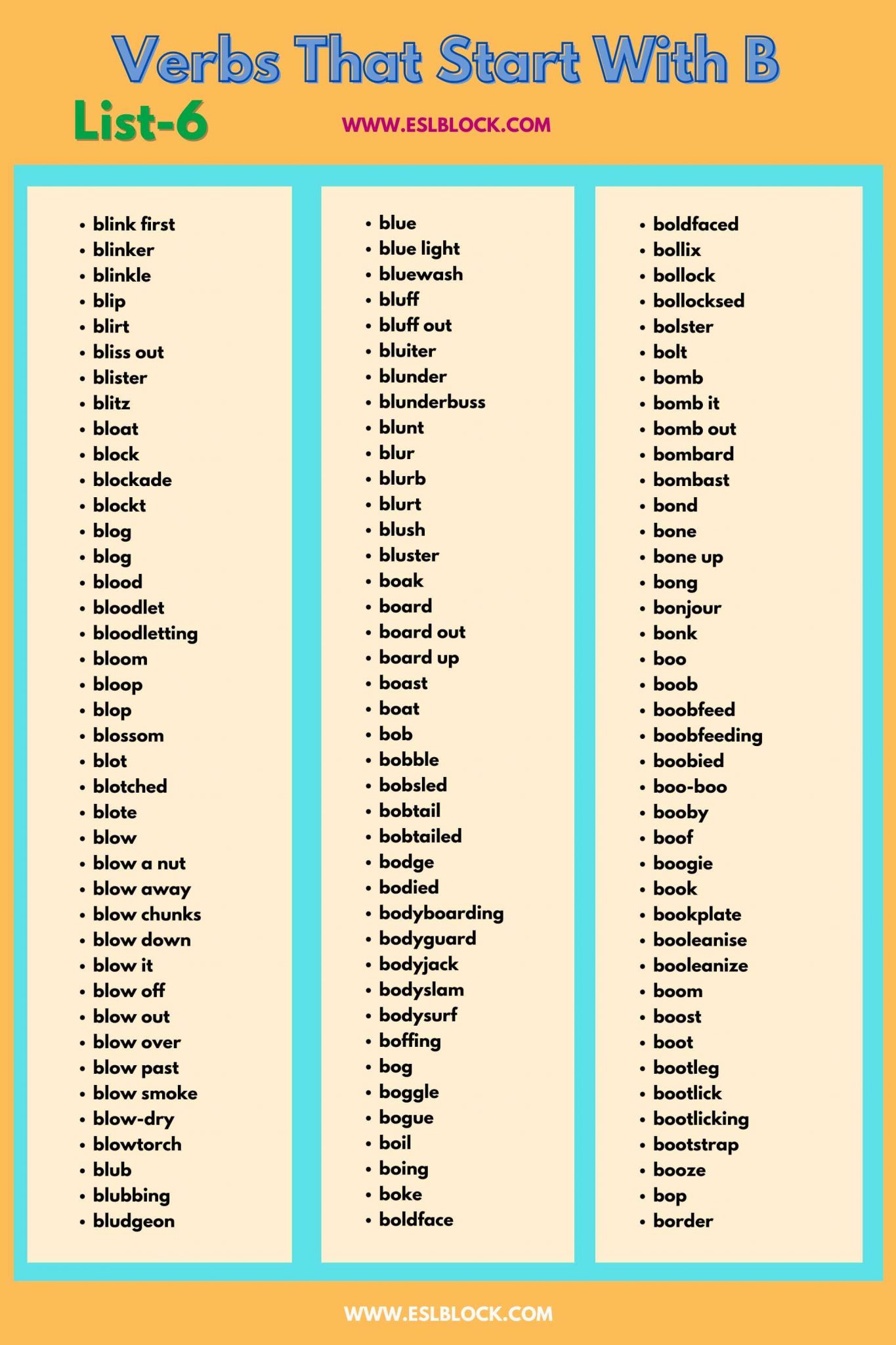 Verbs That Start With B - English As A Second Language