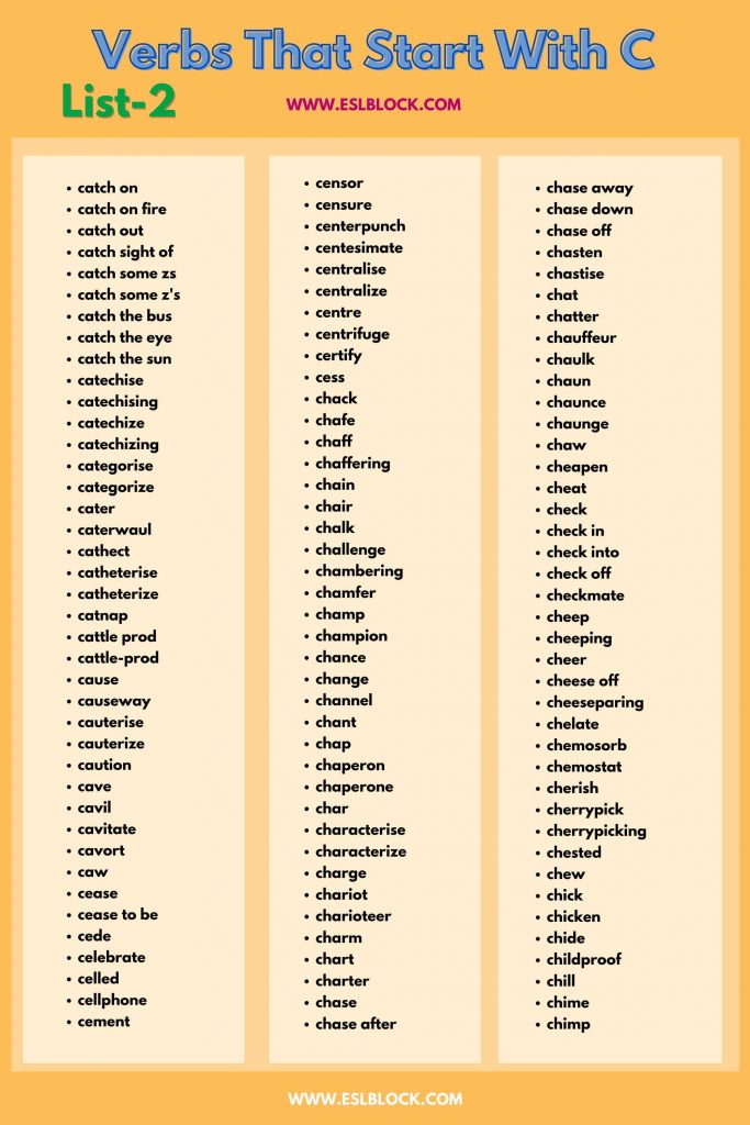 Verbs That Start With C English as a Second Language