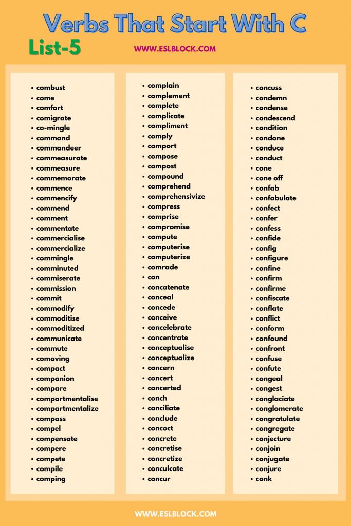 Verbs That Start With C English as a Second Language
