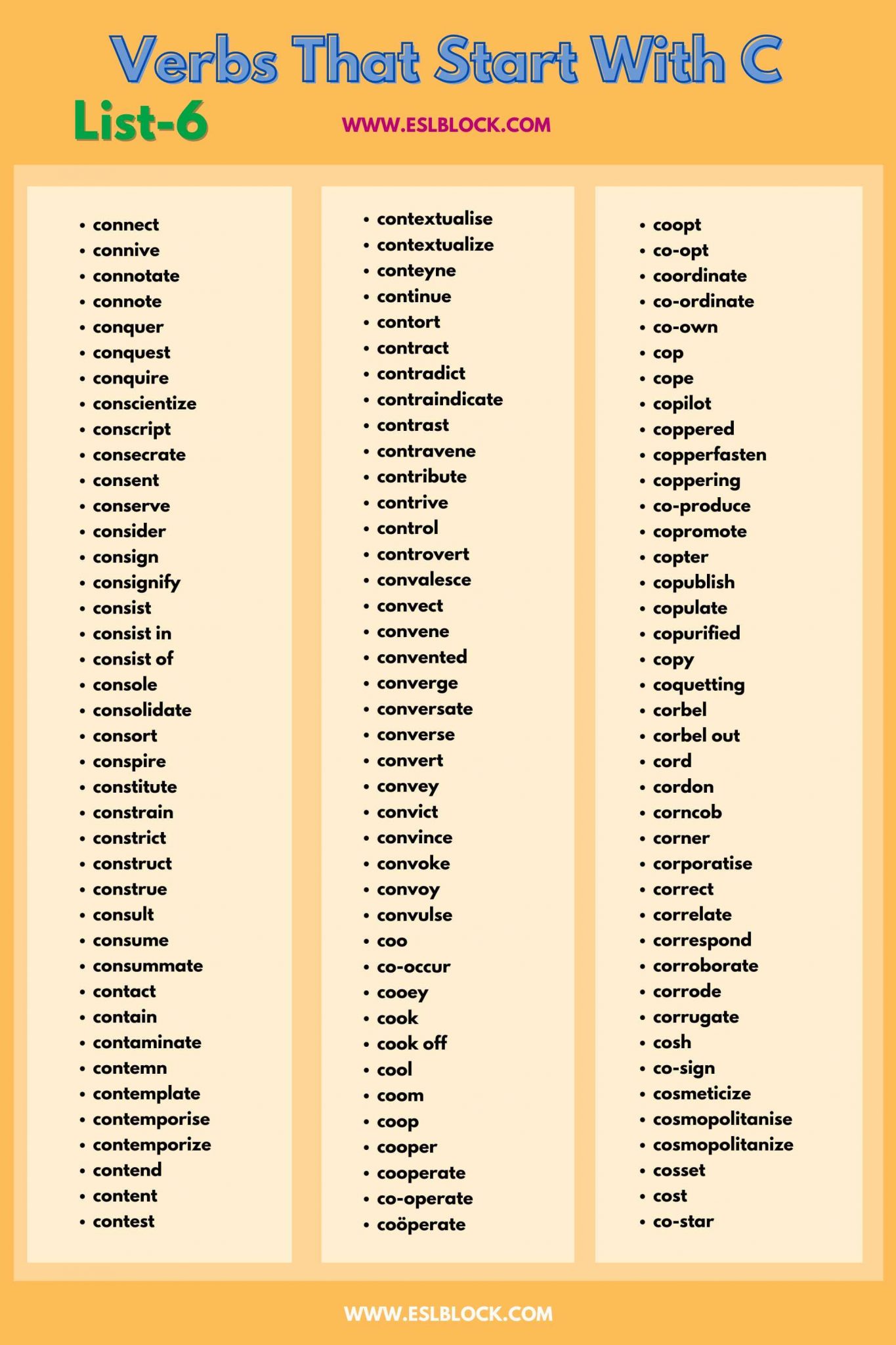 Verbs That Start With C English as a Second Language