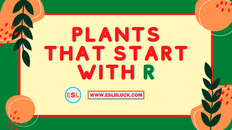 4 Letter Plants, 5 Letter Plants Starting With R, English, English Grammar, English Vocabulary, English Words, List of Plants That Start With R, Plants List, Plants Names, Plants That Start With R, R Plants, R Plants in English, R Plants Names, Vocabulary, Words That Start With R