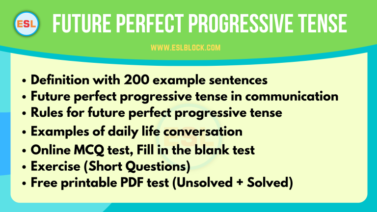 English Grammar, English Tenses, Future Perfect Progressive Tense, Useful Tenses Charts, Verb Tenses