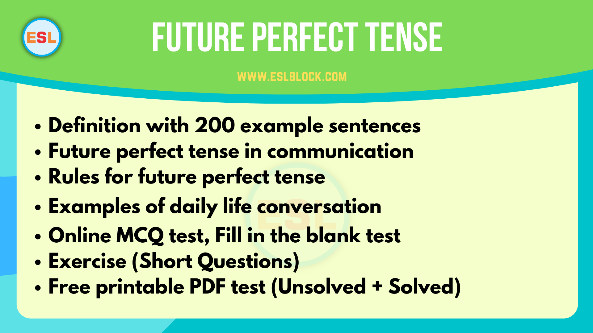 Future Perfect Tense Definition With Examples English As A Second 