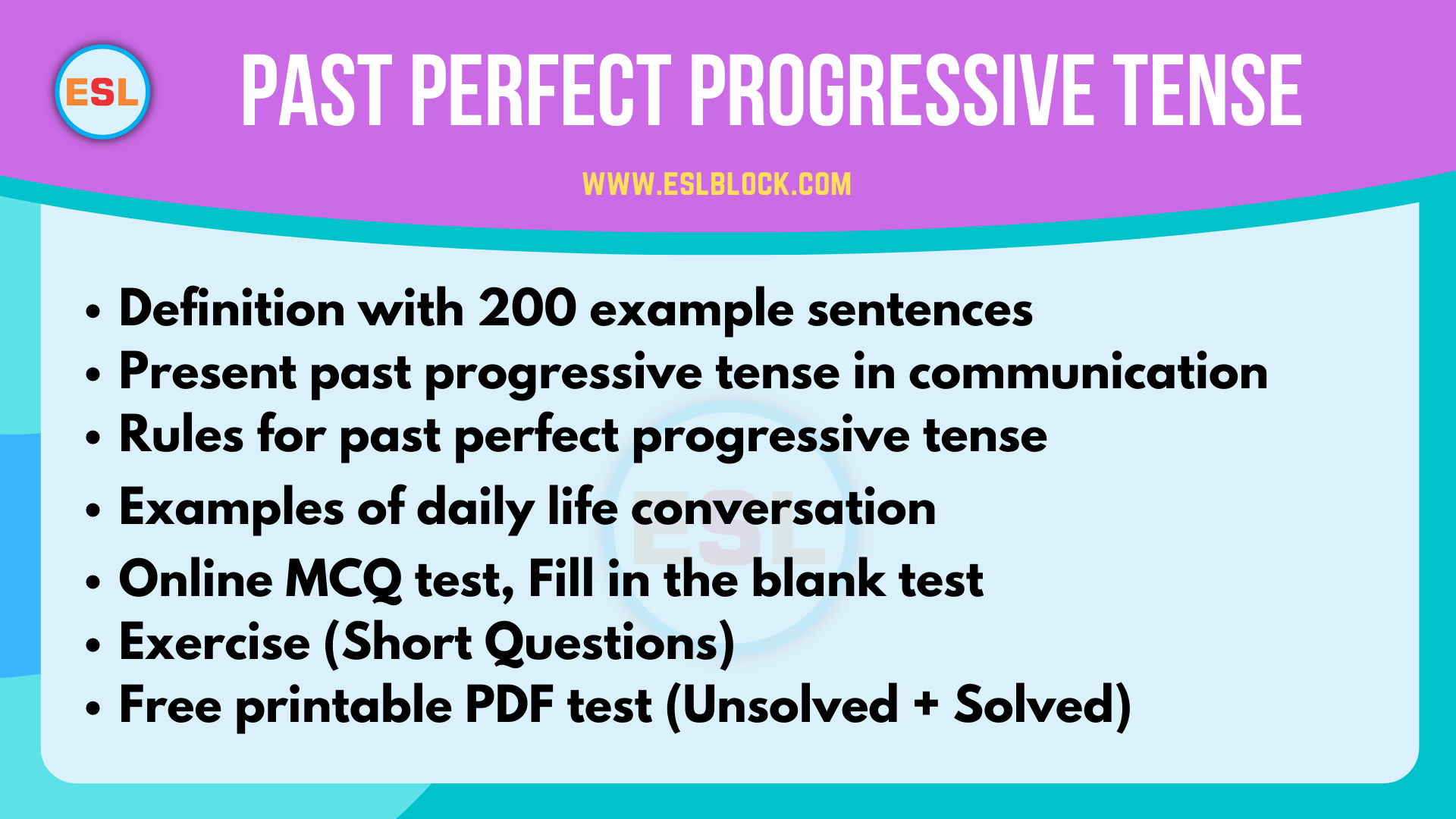 Past Perfect Progressive Tense Definition With Examples English As A