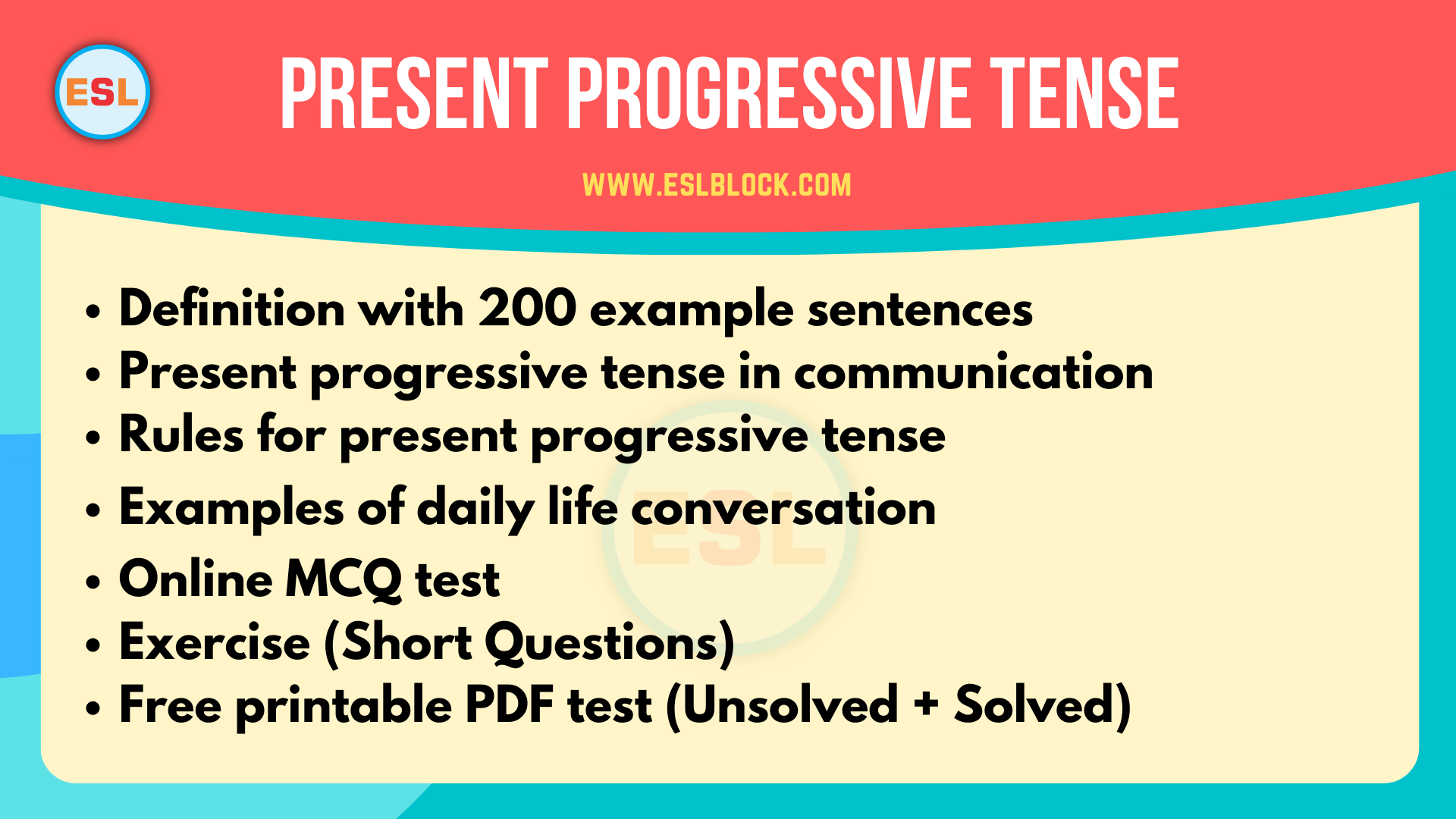 Present Progressive Tense In English Language