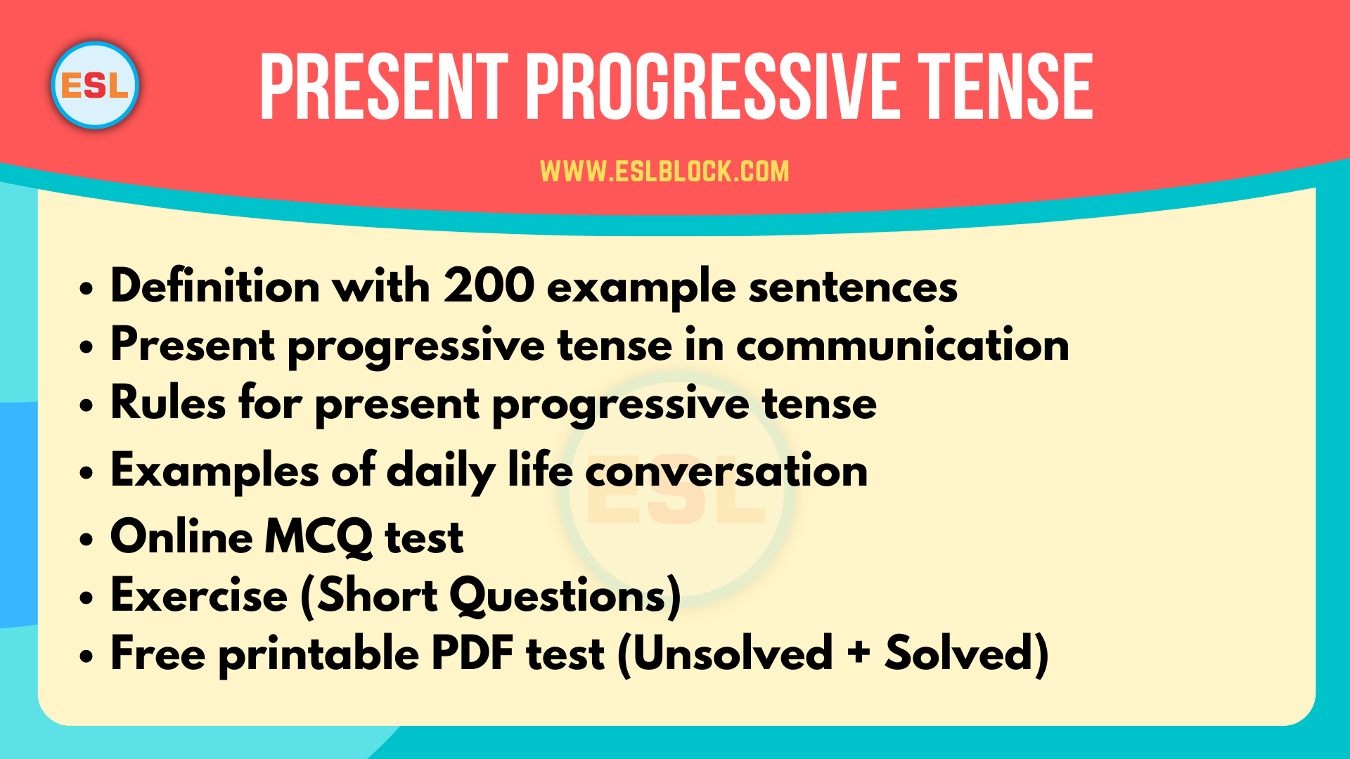 Present Progressive Tense Definition With Examples English As A 