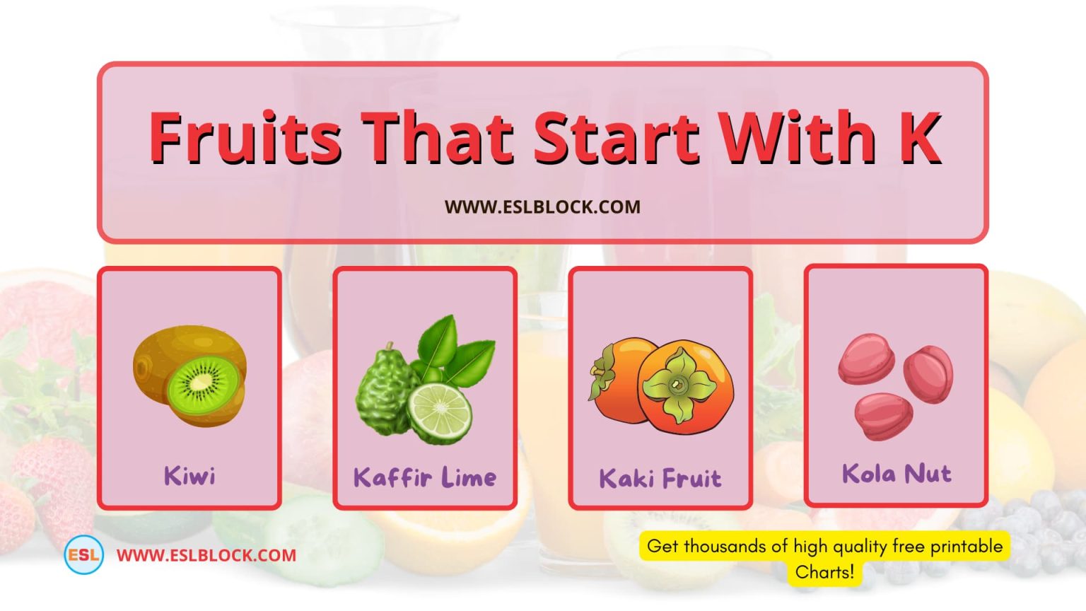 Fruits that start with K English as a Second Language