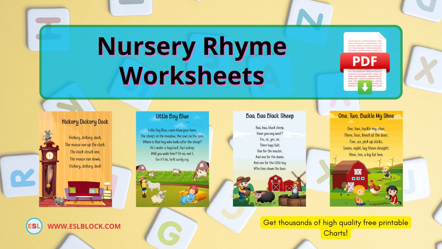 Nursery Rhyme Worksheets - English as a Second Language