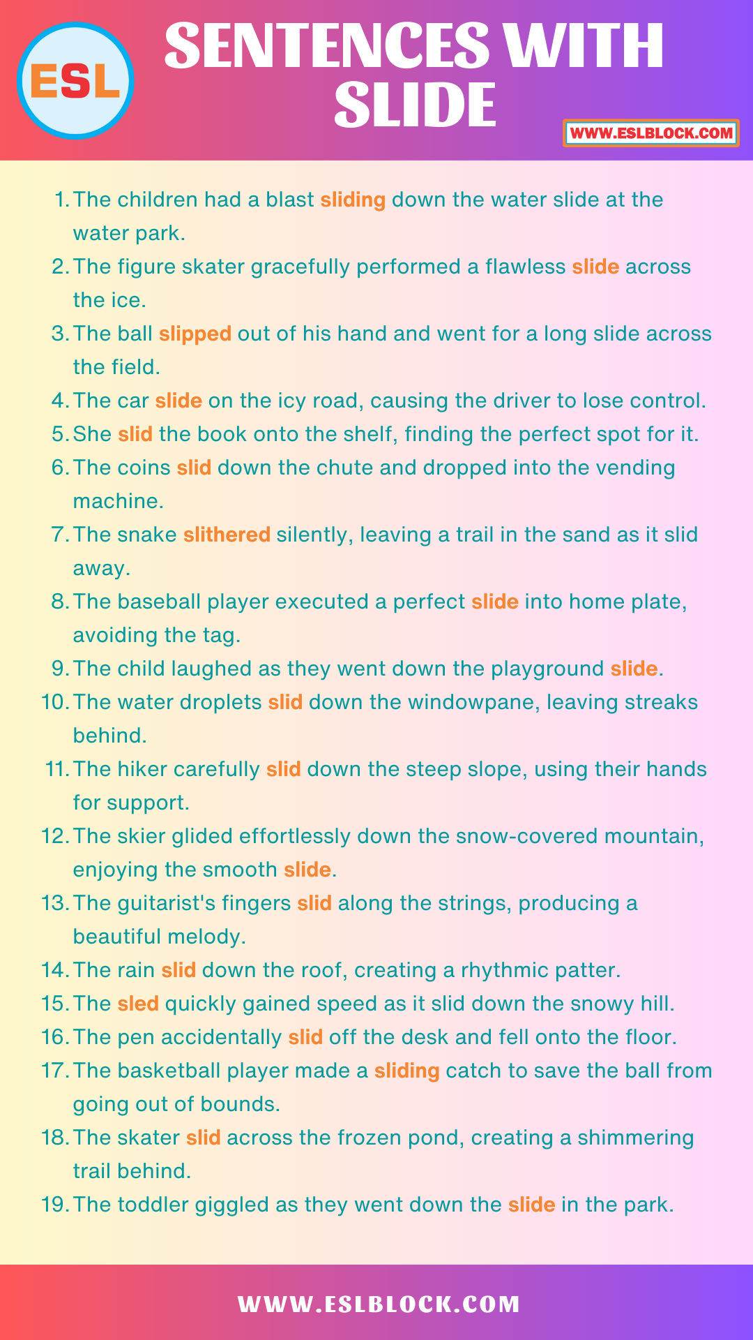 Sentences with Slide