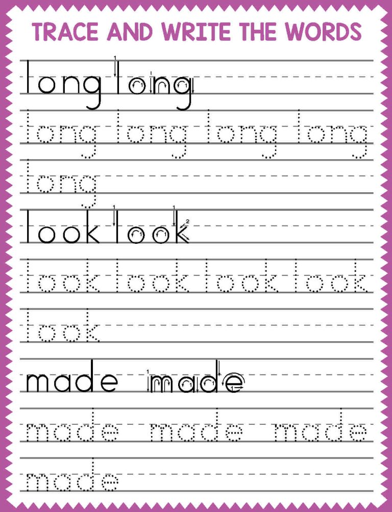 Trace 100 Sight Words Worksheets - English as a Second Language